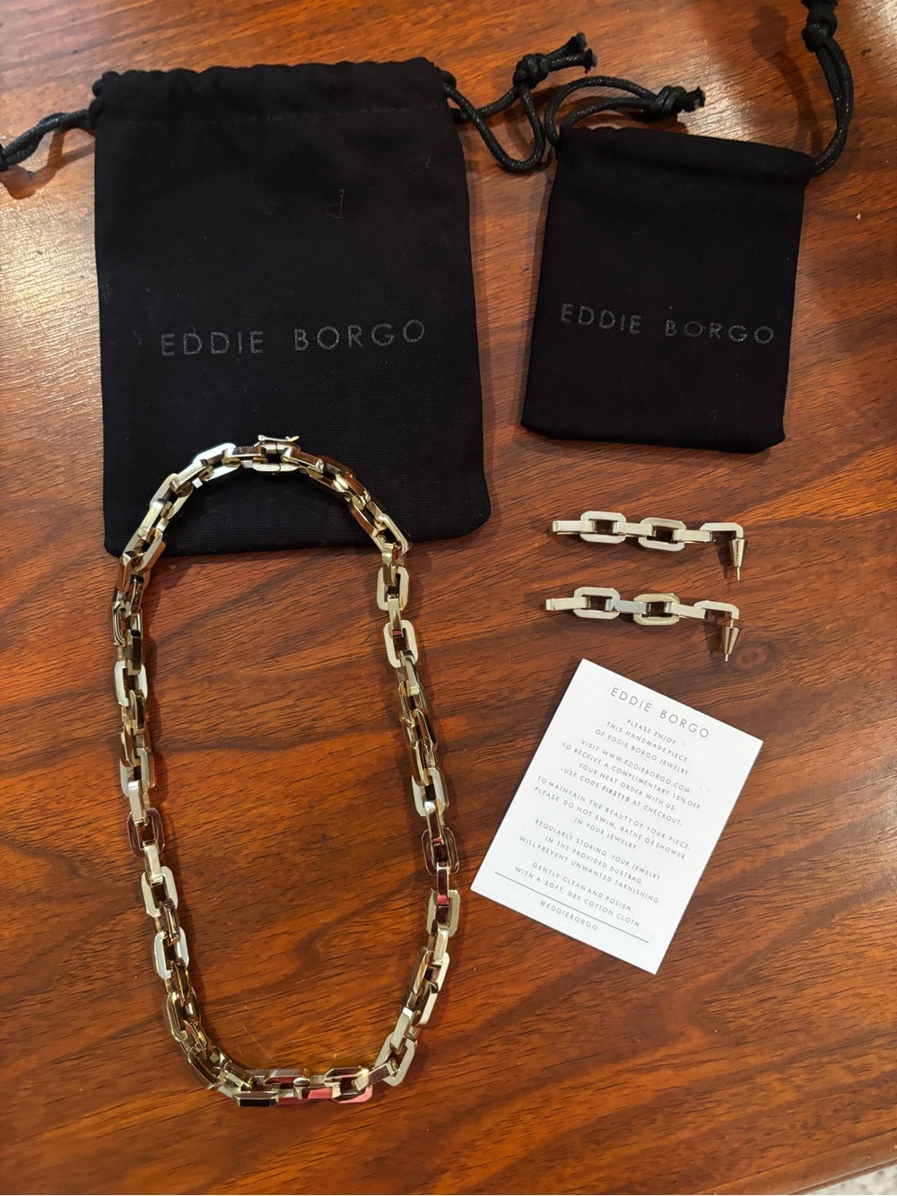 Eddie Borgo Gold Chain Necklace with Matching Link Earrings